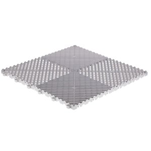 SwissTrax CarTrax Rib Garage Floor Tile - 15.75-in x 15.75-in - Pearl Silver - 24-Piece