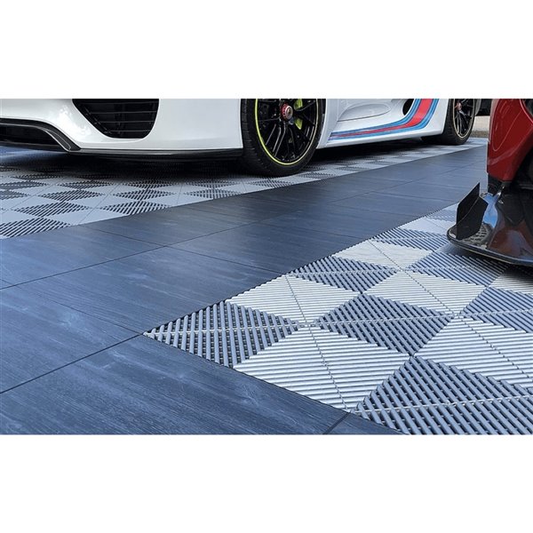 Swisstrax CarTrax Rib 15.75 x 15.75-In 6-Piece Garage Floor Tiles in Slate Grey
