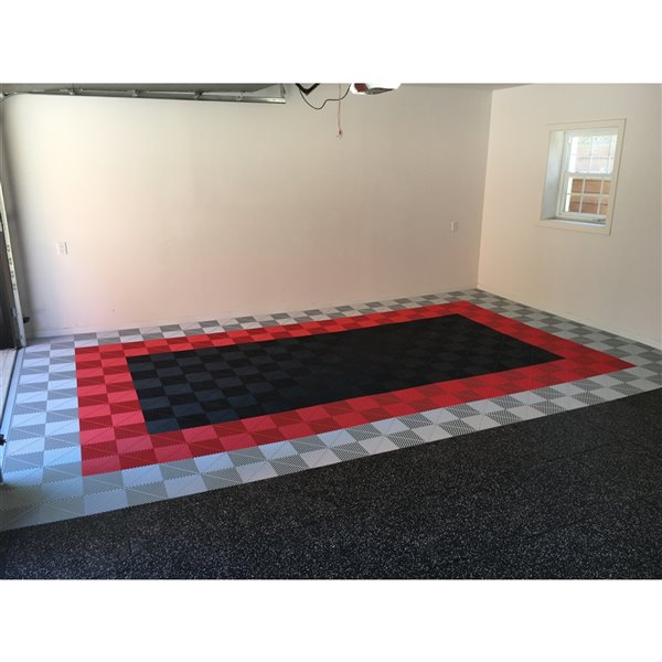 Swisstrax Cartrax Rib Garage Floor Tile, Red And Black Garage Floor Tiles