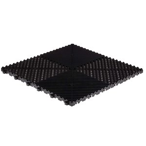 Tuile de plancher pour garage CarTrax Rib par SwissTrax, 15,75 po x 15,75 po, noir, 24 pièces