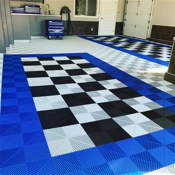Swisstrax CarTrax Rib Garage Floor Tile - 15.75-in x 15.75-in - Royal Blue - 6-Piece