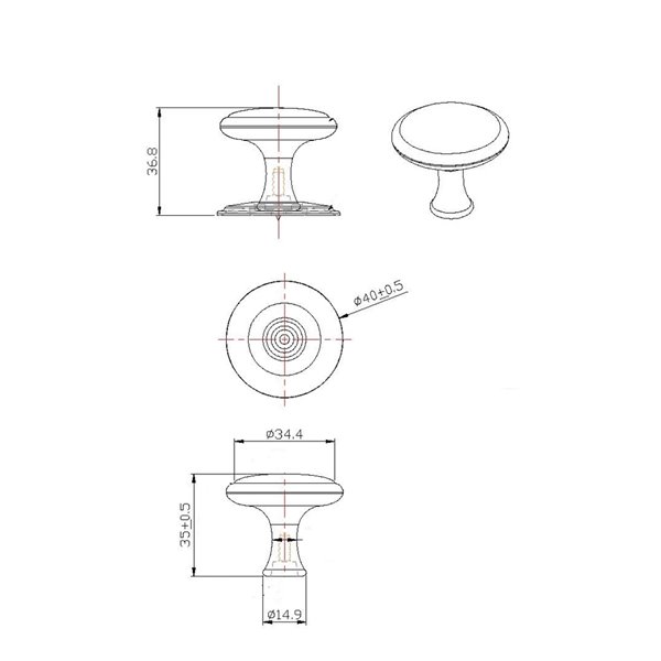 Bouton transitionnel rond Aspen de Richelieu, 1,57 po, nickel brossé