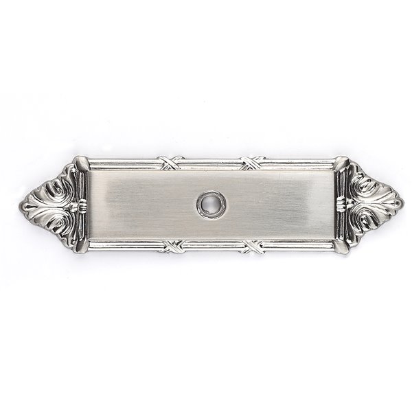 Bouton traditionnel rectangulaire Châteauguay de Richelieu, 4,19 po, nickel brossé