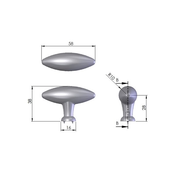 Bouton traditionnel ovale de Richelieu, 2,28 po, bronze durham