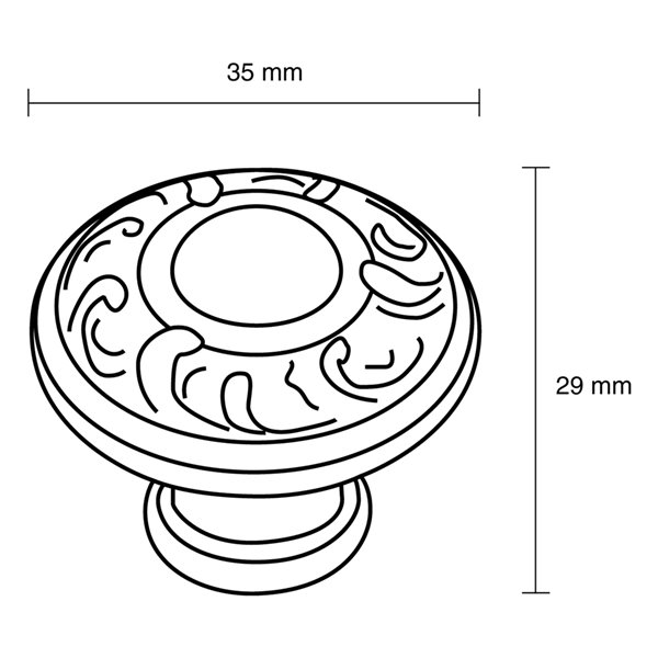 Bouton traditionnel rond de Richelieu, 1,38 po, laiton poli