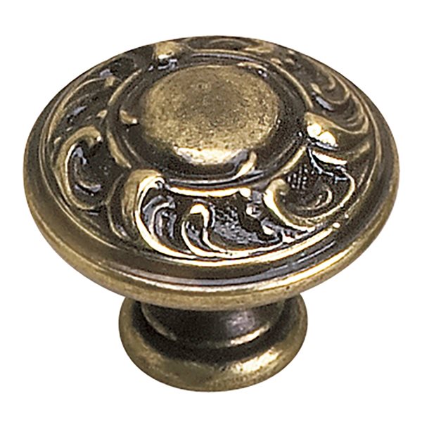 Richelieu 1.38-in Burnished Brass Round Traditional Cabinet Knob (1-Pack)