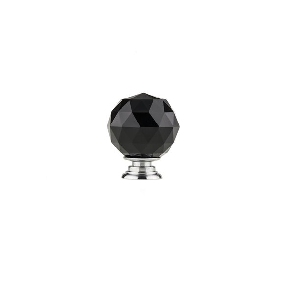 Bouton contemporain rond Pordenone de Richelieu, 1,97 po, chrome/noir