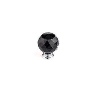 Bouton contemporain rond Pordenone de Richelieu, 1,97 po, chrome/noir