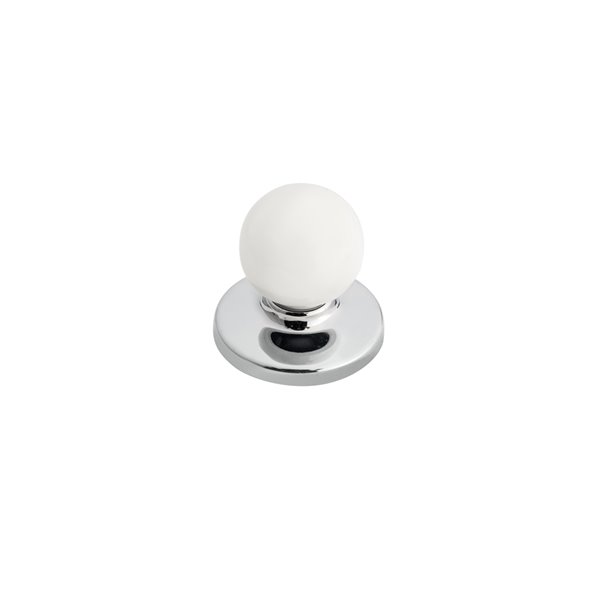 Richelieu Evanston 1.25-in Chrome/White Round Traditional Cabinet Knob (1-Pack)