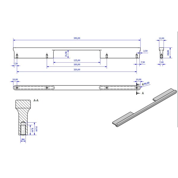 Richelieu 12 5/8-in (320 mm) Brushed Black Nickel Contemporary Cabinet Pull