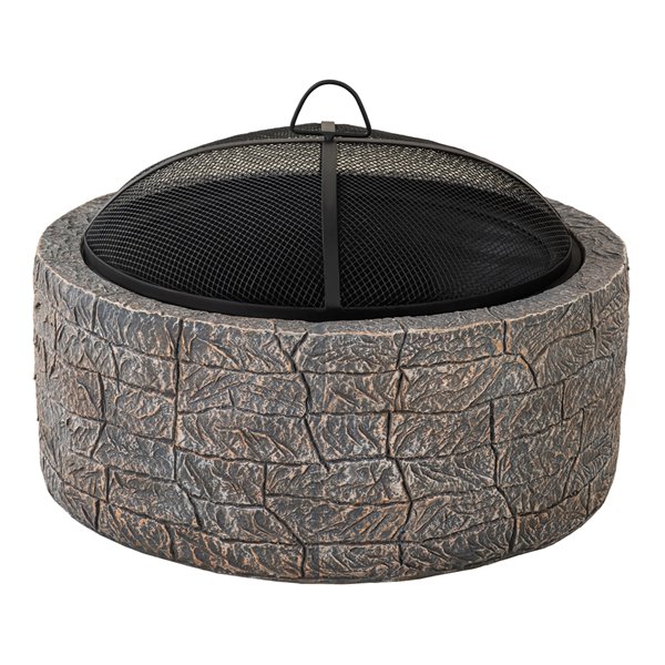 Sunjoy Eason Round Wood-Burning Firepit - 26.18-in - Grey Steel
