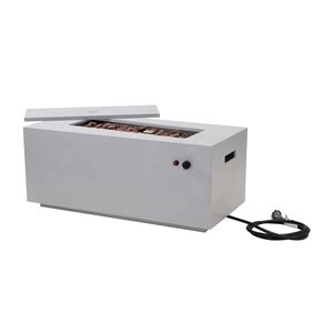Foyer d'extérieur rectangulaire au gaz Jenny de Sunjoy, 20 po, 50 000 BTU, gris