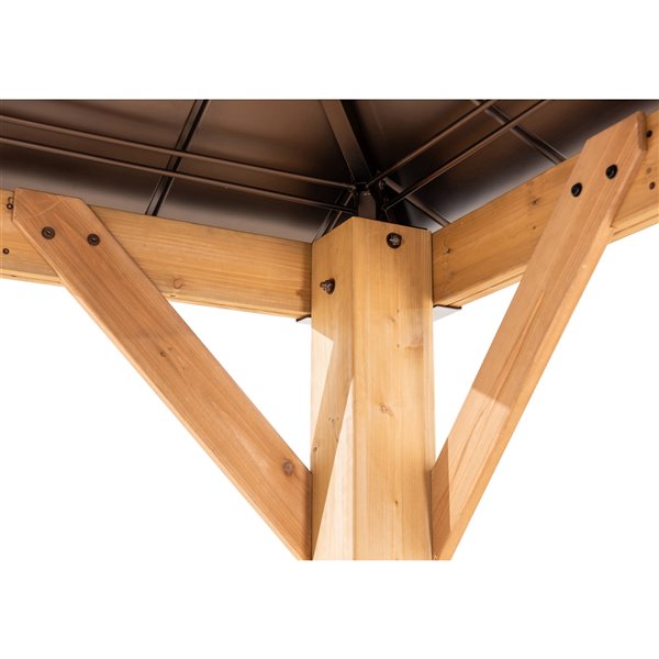Sunjoy Rectangular Permanent Gazebo - 12-ft x 10-ft - Cedar Wood Brown Wood Frame