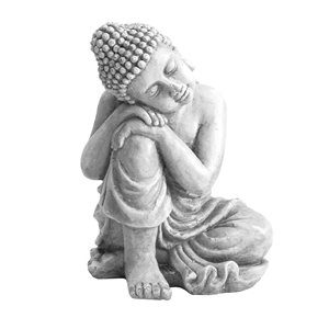 Sunjoy Skyler Decorative Buddha Garden Statue - 16.14-in - Light Grey