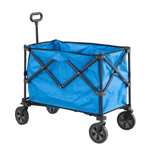 Sunjoy Odell Outdoor Folding Serving Cart with Wheels - Blue Plastic