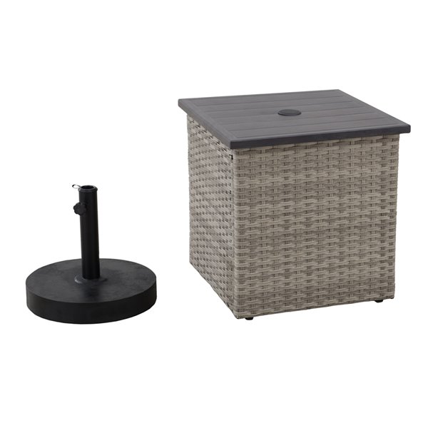 Sunjoy Umbrella Stand And Wicker Side, Outdoor Umbrella Stand Table