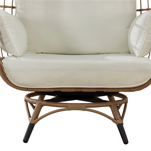 Sunjoy Randy Swivel Patio Egg Chair with Removable Cushions - Steel - Light Brown