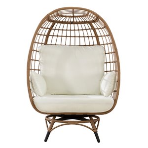 Chaise hamac pivotante Randy de Sunjoy avec coussins amovibles, acier, brun pâle