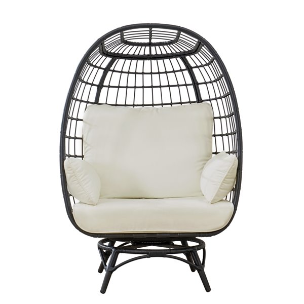 Sunjoy Bonnie Swivel Patio Egg Chair With Removable Cushions Steel Black A207000702 Rona - Egg Stacking Patio Furniture