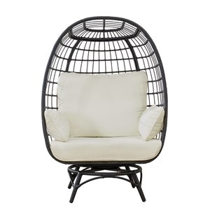 Chaise hamac pivotante Bonnie de Sunjoy avec coussins amovibles, acier, noir