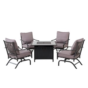 Sunjoy Patio Conversation Set with Grey Cushions - Black Metal - 5-Piece