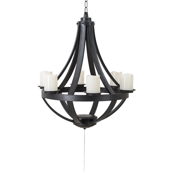 Sunjoy Cecil Outdoor Chandelier With 6, Battery Operated Outdoor Hanging Chandelier Plug In
