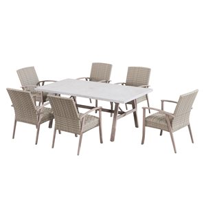 Ensemble salle à manger d'extérieur Ralston de Sunjoy Ralston, acier brun, 7 pièces