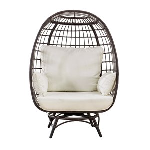 Chaise hamac pivotante Pearl de Sunjoy avec coussins amovibles, acier, brun foncé
