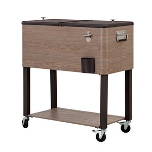 Chariot réfrigérant d'extérieur Aubury de Sunjoy avec roues, métal brun