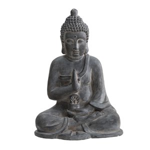 Sunjoy Crown Decorative Buddha Garden Statue - 19.69-in - Dark Grey