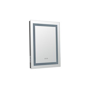 Sunjoy Luxury LED Mirror with Bluetooth Speaker - 24.02-in x 32.01-in - Silver