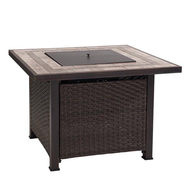 Sunjoy Amos Square Outdoor Gas Firepit, Square Fire Pit Table