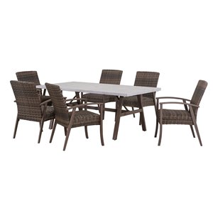 Ensemble salle à manger d'extérieur Ralston de Sunjoy Ralston, acier kaki, 7 pièces