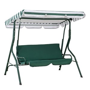 Sunjoy 2-Seat Porch Swing with Adjustable Canopy - Steel Frame - Green