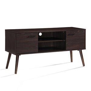 Noble House Amarah Mid-Century Modern Walnut Finish Fiberboard Entertainment Center