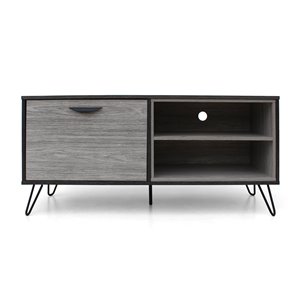 Noble House Veda Mid-Century Modern Two-Toned Gray Oak Finished Faux Wood TV Stand