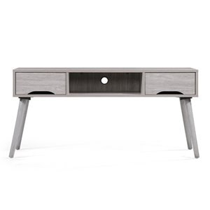 Noble House Frieda Mid-Century Modern Gray Oak Finished Fiberboard Entertainment Center