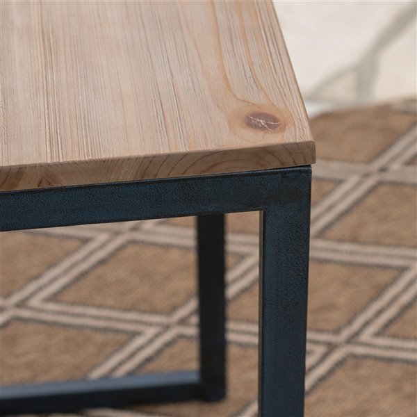 Noble House Kora Outdoor Antique Firwood C-Shaped Accent Table