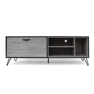Noble House Dorrin Mid-Century Modern Two-Toned Gray Oak Finished Faux Wood TV Stand
