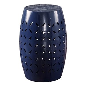 Noble House Jorell Lace Cut Dark Blue Iron Accent Table