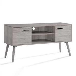 Noble House Amarah Mid-Century Modern Gray Oak Finished Fiberboard Entertainment Center