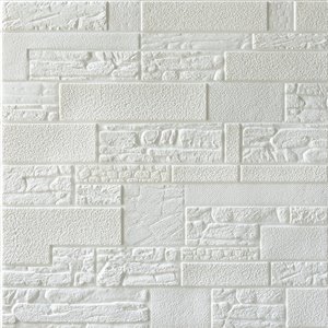 Dundee Deco Falkirk Jura II Peel and Stick 3D Wall Panel - Faux Bricks and Stones - 28-in x 28-in - Off-White