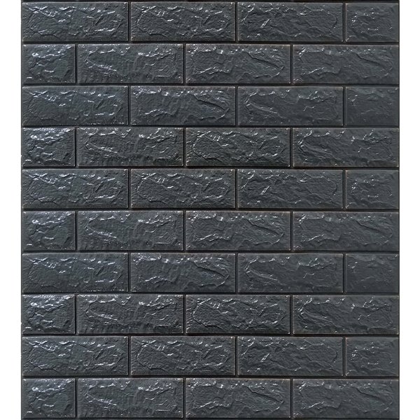 Dundee Deco Falkirk Jura II Peel and Stick 3D Wall Panel - Faux Bricks - 28-in x 30-in - Charcoal Brown - 10-Pack