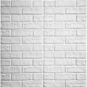 Dundee Deco Falkirk Jura II Peel and Stick 3D Wall Panel - Faux Bricks - 28-in x 28-in - Cream White - 10-Pack