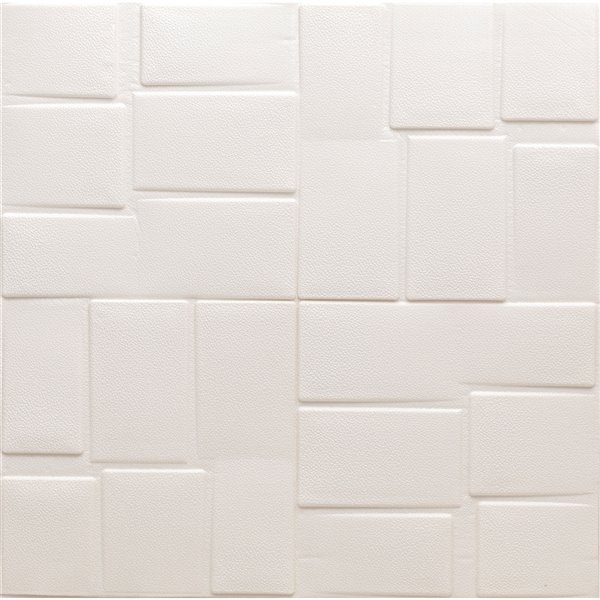 Dundee Deco Falkirk Jura II Peel and Stick 3D Wall Panel - Rectangles - 28-in x 28-in - Off-White and Cream - 5-Pack