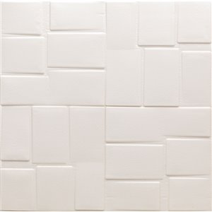 Dundee Deco Falkirk Jura II Peel and Stick 3D Wall Panel - Rectangles - 28-in x 28-in - Off-White and Cream - 5-Pack