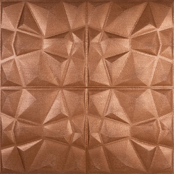 Dundee Deco Falkirk Jura II Peel and Stick 3D Wall Panel - Diamonds - 28-in x 28-in - Copper Bronze - 10-Pack