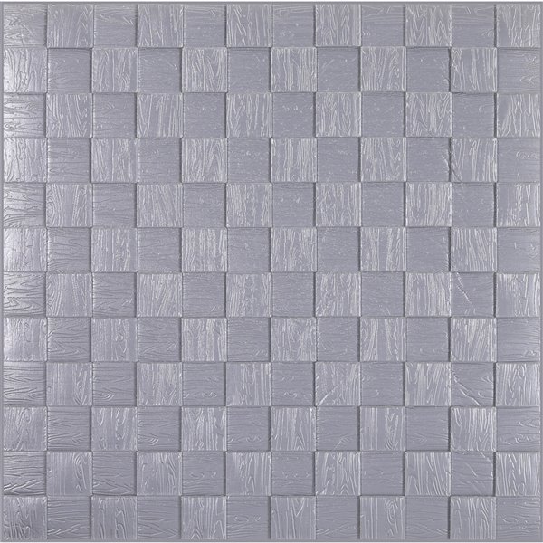 Dundee Deco Falkirk Jura II Peel and Stick 3D Wall Panel - Cubes - 28-in x 28-in - Silver Grey