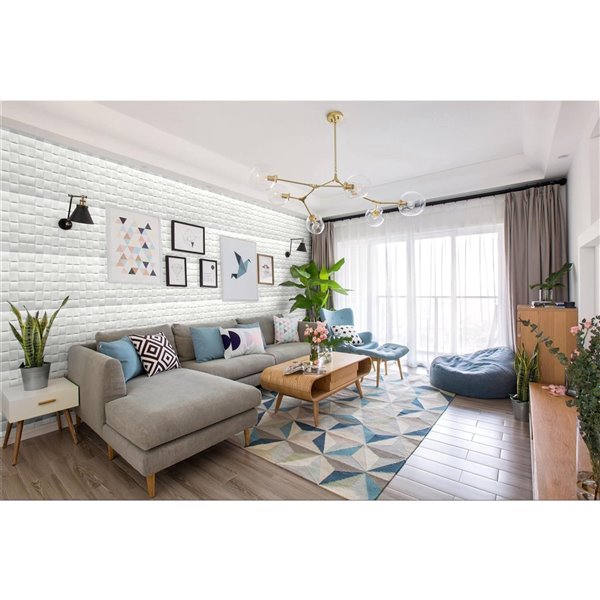 Dundee Deco Falkirk Jura II Peel and Stick 3D Wall Panel - Cubes - 28-in x 28-in - Off-White - 5-Pack