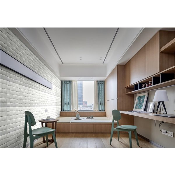 Dundee Deco Falkirk Jura II Peel and Stick 3D Wall Panel - Cubes - 28-in x 28-in - Off-White - 5-Pack